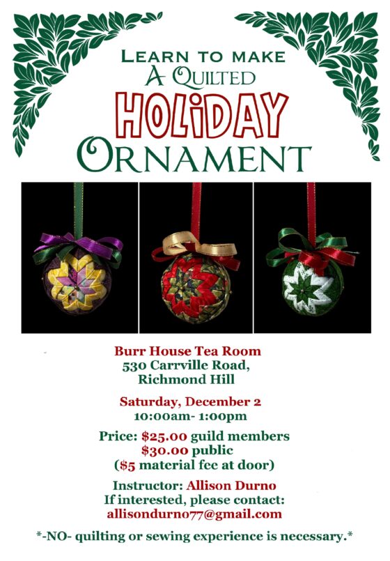 Flyer for Quilted Holiday Ornament